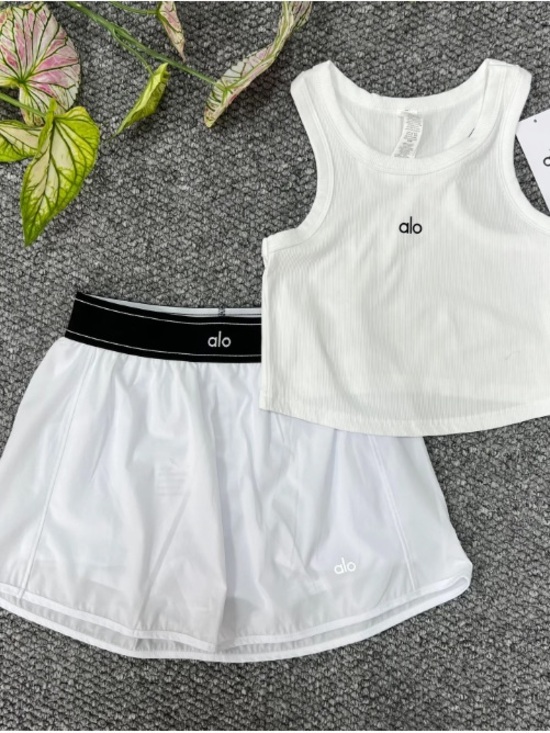ALO Yoga Tops - ALO Yoga White Ribbed Crop Tank Top